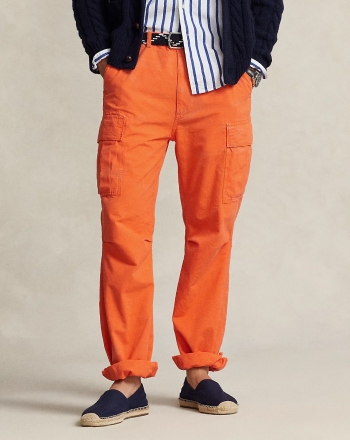 Vintage Japanese Style Mens Orange Cargo Pants Mens Orange/Black